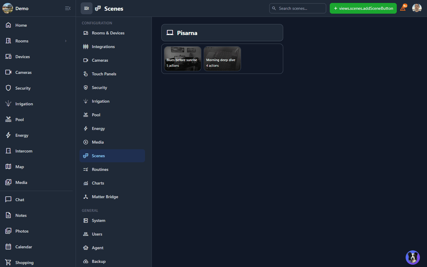 Scenes editor